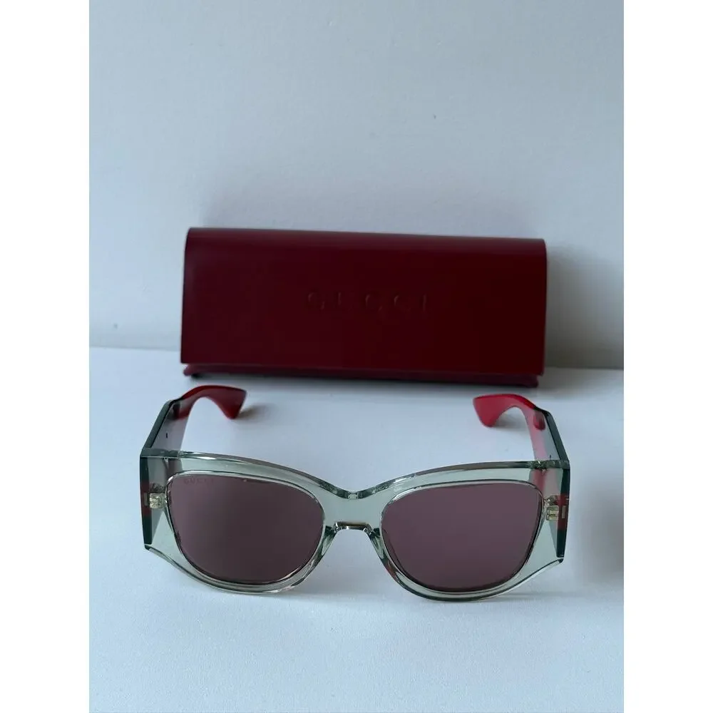 NEW Gucci GG2115S Transparent Green Striped Sunglasses $480